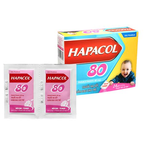 Hapacol Paracetamol 80mg Hộp 24 Gói X 15g Hậu Giang