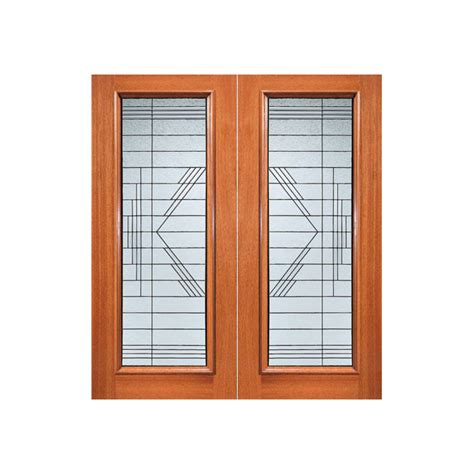 ESWDA 72x84 Exterior Mahogany Contemporary Hand Cut Beveled Glass