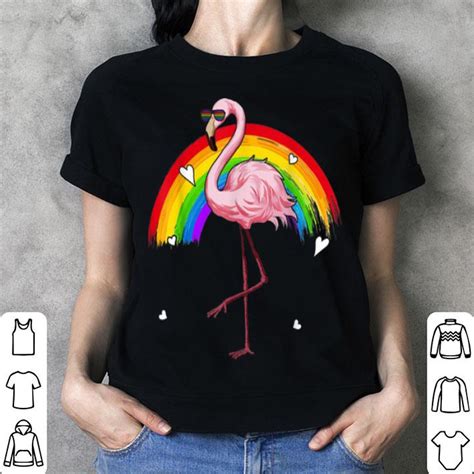 Flamingo Rainbow Flag Sunglasses Gay Pride Lgbt Shirt