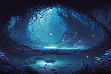 Premium AI Image | Fantasy environment of a magical forest in anime art ...