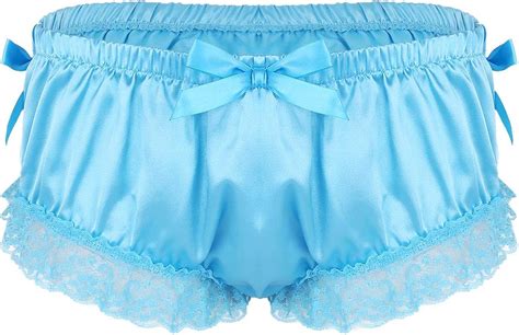 Yartina Men S Satin Ruffled Lace Sissy Panties Boxer Briefs Underwear Crossdress Lingerie