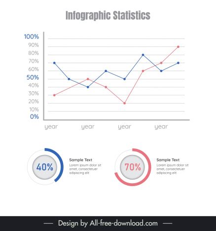 Infographic Statistics Design Elements Flat Line Circle Charts Vectors