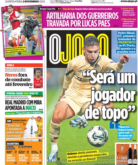 Capa Jornal O Jogo Novembro Capasjornais Pt