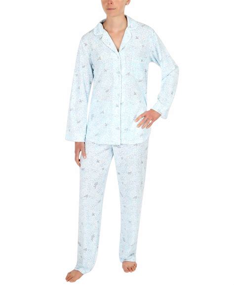 Miss Elaine Printed Honeycomb Knit Pajama Set Macys