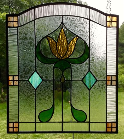 Craftsman Missions Stained Glass Window Panel Arts And Crafts Etsy Stained Glass Stained