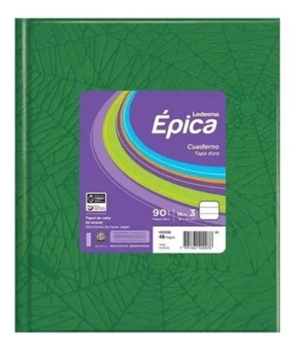 Cuaderno Epica Tapa Carton Dura X Hojas Ara A Color Color Verde