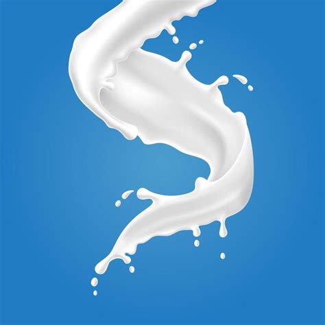 Vector Illustrations Of Milk Splash And Pouring Realistic Natural