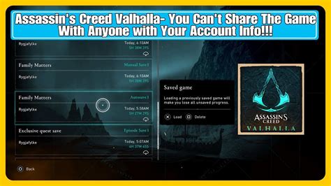 Assassin S Creed Valhalla Game Save Issues YouTube