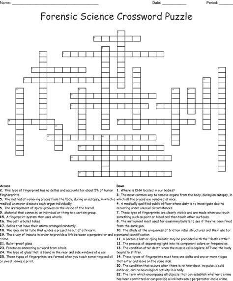 Free Science Crossword Puzzles Printable