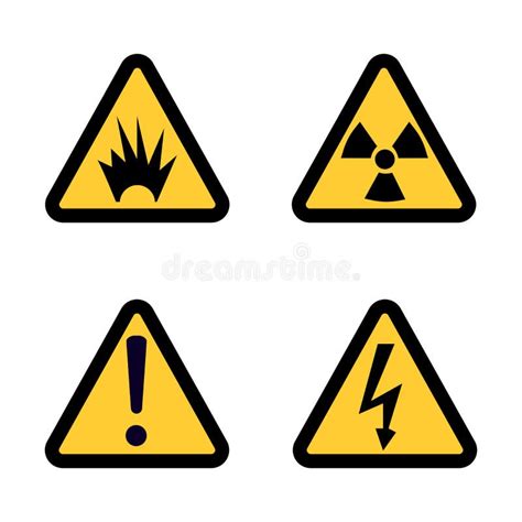 Sistema Del Icono De La Señal De Peligro Del Peligro En Vector Plano