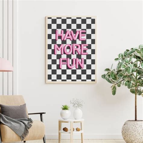 Trendy Checkered Pink Wall Art for Aesthetic Home Decor