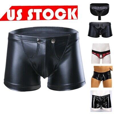 Men S Faux Leather Underwear Boxer Briefs Shorts Underpants Gay Pouch Panties EBay