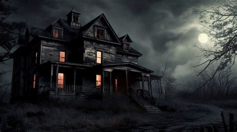 Dark Night Scary House Sitting In The At Backgrounds | JPG Free ...