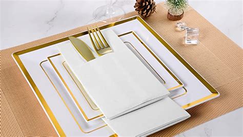 Amazon Kmakii Pack White Paper Dinner Napkins With Built In