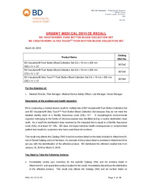 Fillable Online Customer Recall Letter PAS 18 1215 FA Final Signed Fax