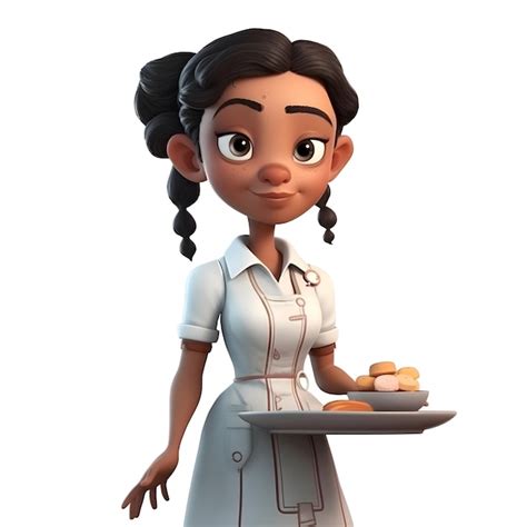 Premium Photo D Render Of Cartoon Nurse With Macaroons On The Plate