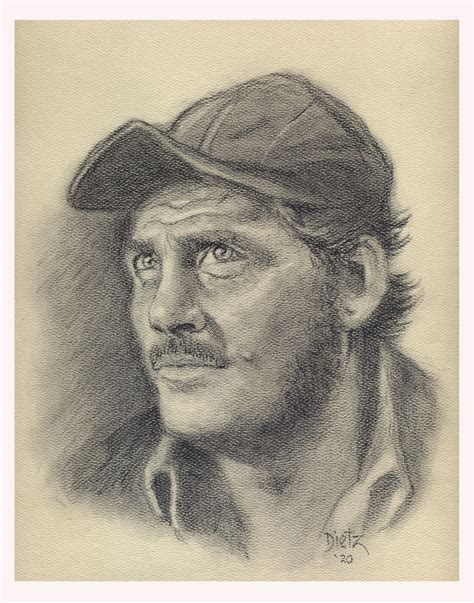 JAWS Captain Quint Portrait Charcoal Sketch Art Print Signed - Etsy