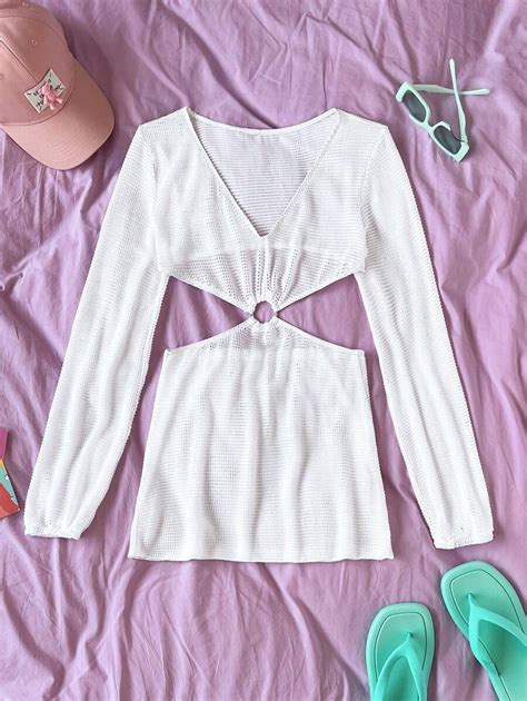 SHEIN Swim Vestido cover up vinculado con aro con abertura sin bikini Moda de Mujer SHEIN México