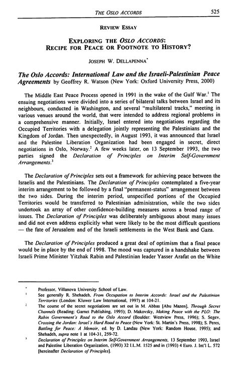 Pdf Exploring The Oslo Accords Recipe For Peace Or Footnote To History