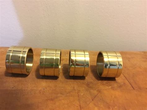 Boxed Set Of Vintage Baldwin Devon Polished Brass Napkin Rings