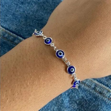 Pulseira Prata 925 Olho Grego Azul Escuro Barato Shopee Brasil