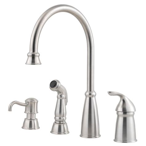 Pfister Avalon Single Handle Standard Kitchen Faucet With Side Sprayer And Soap Dispenser In