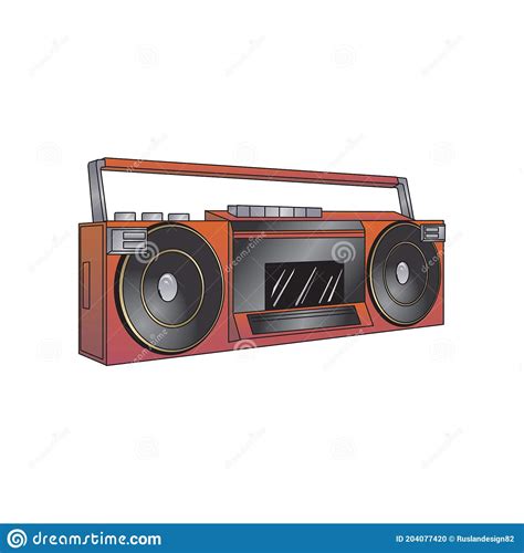 Boombox Cassette Stereo Recorder Retro Design From The Eighties Vector