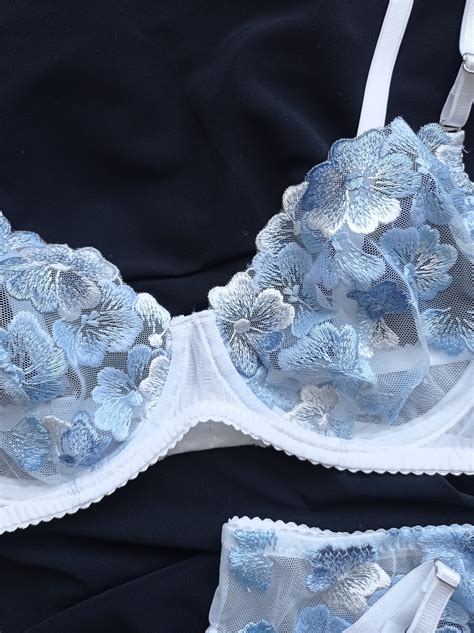 Transparent Lingerie Cute Underwear Set Floral Lingerie Set Etsy
