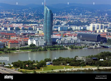 Viennas Millenium Tower Cityscape Viewed From Donauturm Danube Tower