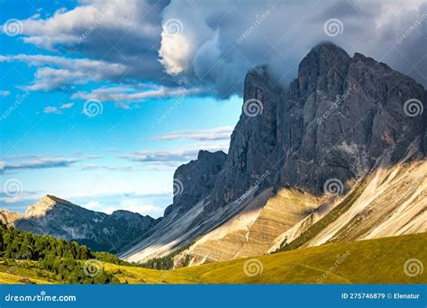 Amazing Landscape Of The Dolomites Alps Location Odle Mountain Range