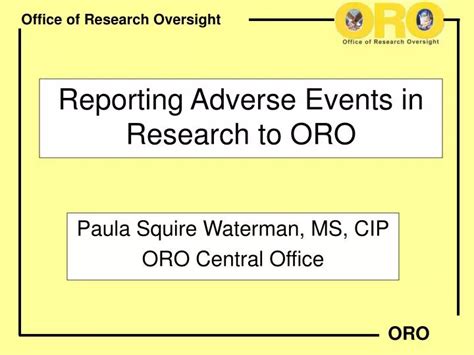 Ppt Reporting Adverse Events In Research To Oro Powerpoint