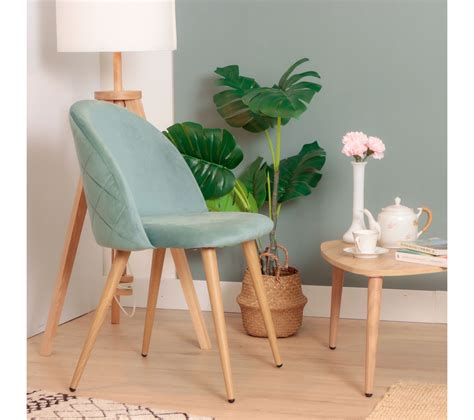 Lot De 2 Chaises À Manger Velours Vert D eau Scandinave Chaise BUT