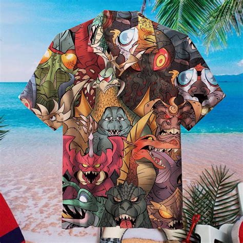 Godzilla Hawaiian Shirt Godzilla Button Shirt Vintage Hawaii Etsy