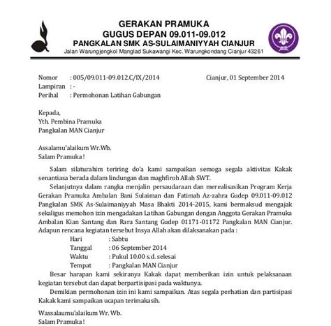 Contoh Surat Permohonan Izin Kegiatan Pramuka Delinewstv