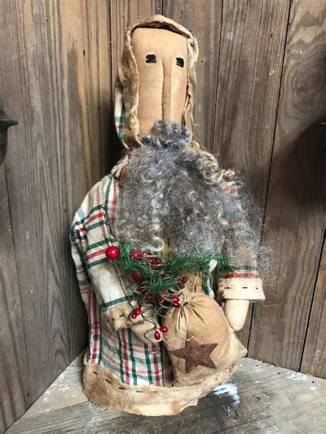 Handmade Primitive Santa Shelf Sitter Etsy