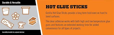 Gorilla Hot Glue Sticks Full Size 4 Long X 43 Diameter 45 Count Clear Pack Of 1