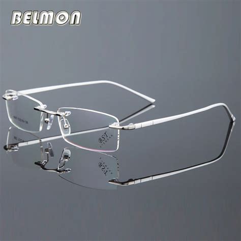 Belmon Spectacle Frame Men Rimless Eyeglasses Computer Prescription