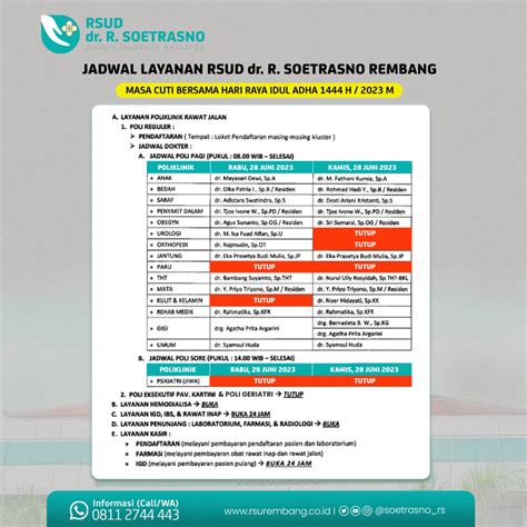 Informasi Layanan Rsud Dr R Soetrasno Kab Rembang Selama Libur