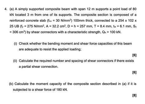 A A Simply Supported Composite Beam With Span 12 M Chegg