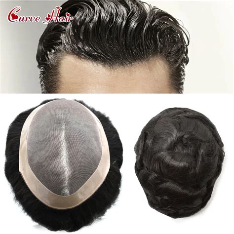 Fine Mono Mens Toupee Poly Coating Remy Hair Replacement Hairpiece Factory Direct More Colors