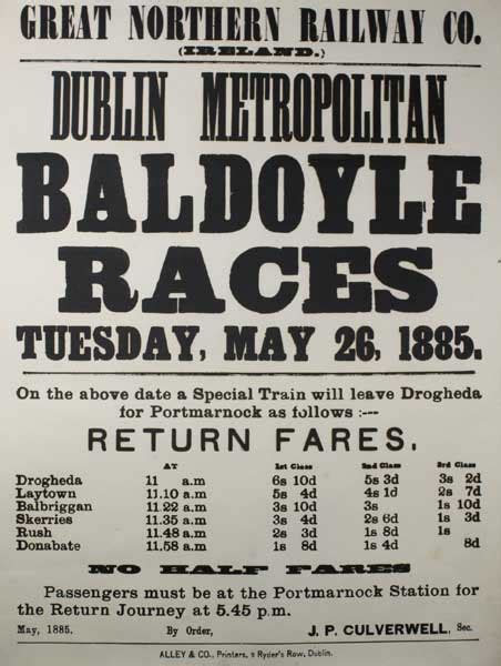 1885 Great Northern Railways Co Baldoyle Races Poster At Whyte S