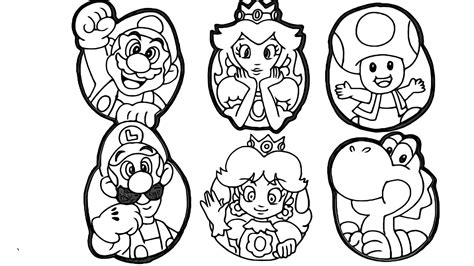 Super Mario Bros Coloring Book Page Mario Luigi Toad Princess Peach And ...