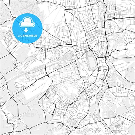 Nice Bright Vector Map Of Zwickau Saxony Germany With Fine Structures