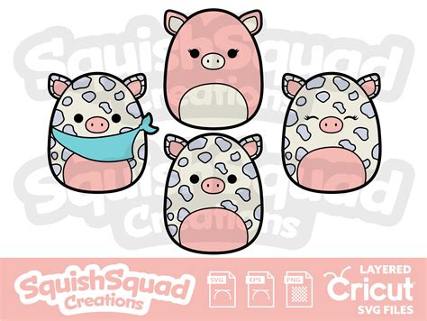 Squishmallow Squad Bundle Collection Layered Svg Files Eps Png Digital