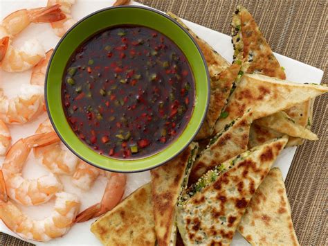 Sweet And Spicy Asian Dipping Sauce With Sesame Scallion Flatbread And