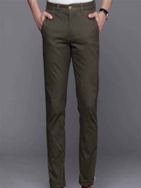 Buy Louis Philippe Sport Men Olive Green Solid Slim Fit Chinos