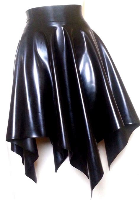 Latex Rubber Skater Mini Skirt Square Latex Clothing Unisex