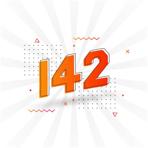 142 number vector font alphabet. Number 142 with decorative element ...