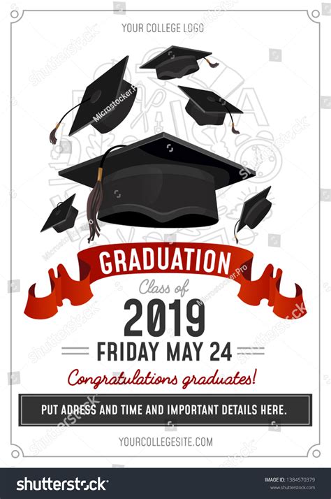 Graduation Class 2019 Greeting Card Invitation Stock Vector Royalty