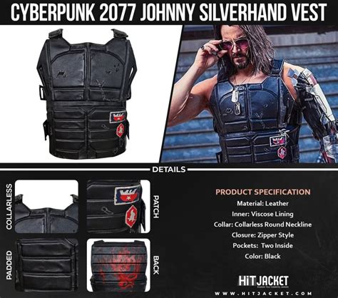 Johnny Silverhand Vest Cyberpunk 2077 Keanu Reeves Black Vest